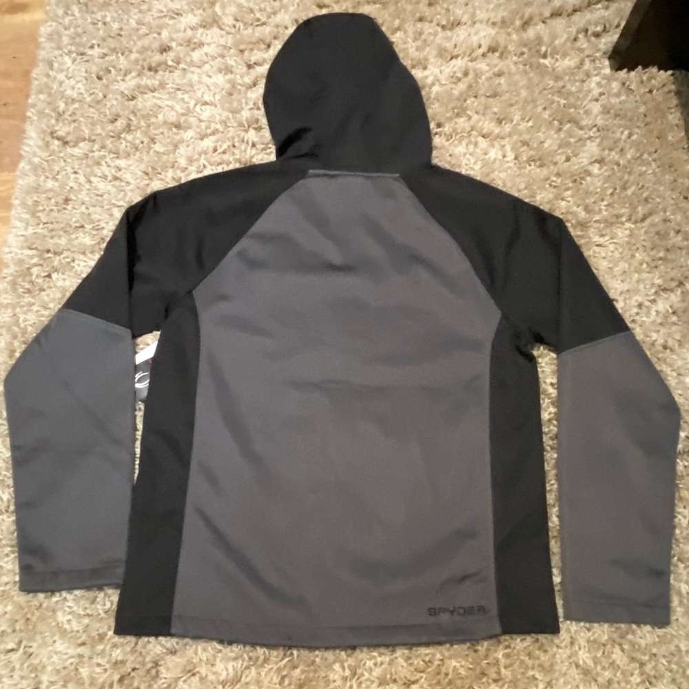 Spyder NWT Mens zip up hooded jacket black gray size large - Picture 7 of 13